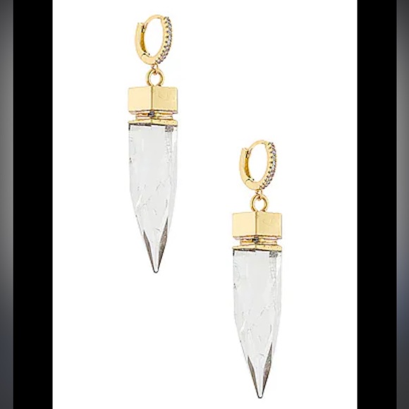 Goldmine Jewelry - GOLDMINE Crystal Spike Earrings in Gold & Crystal Quartz